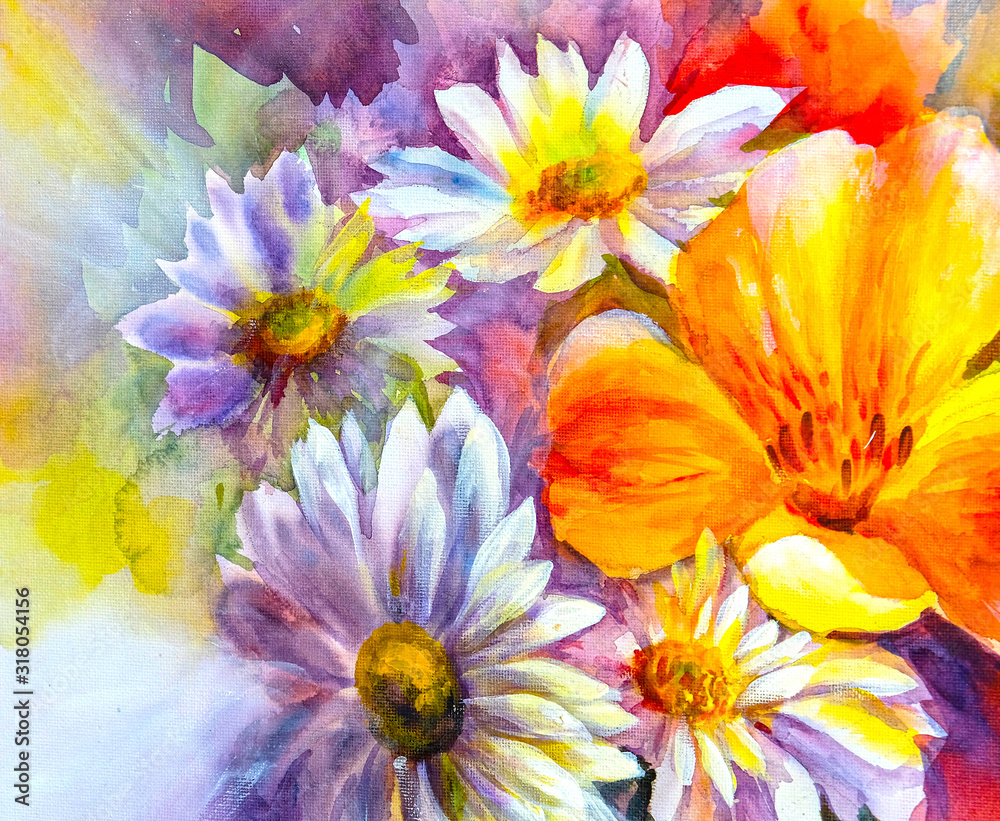 Bright bouquet of spring flowers oil painting. Bright bouquet of spring flowers oil painting.