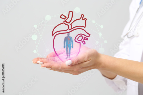 Female cardiologist holding...