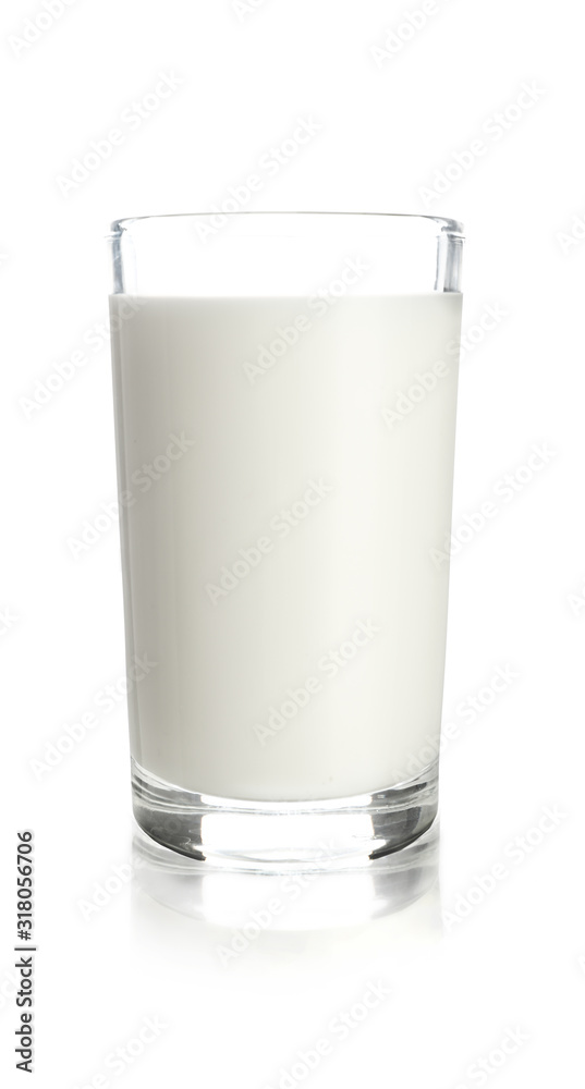 Glass of tasty milk on white background Glass of tasty milk on white background