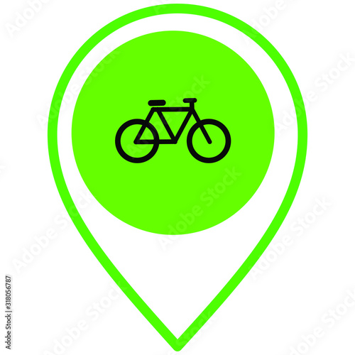 cycle path, parking location icon, vector illustration