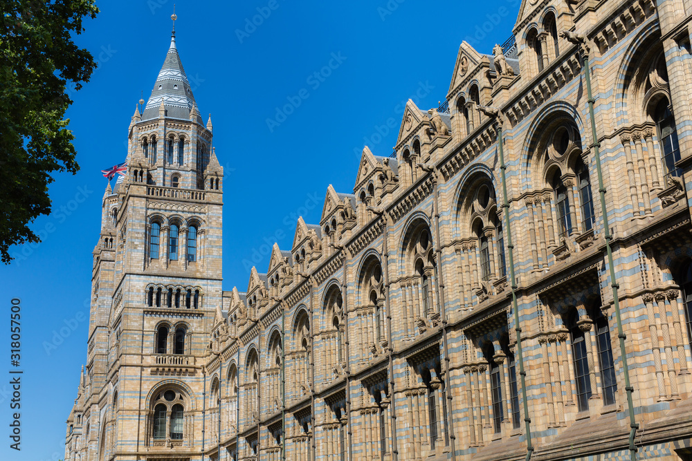 Side Facade of The Natural History Museum in London