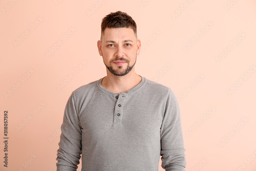Handsome man on color background Handsome man on color background
