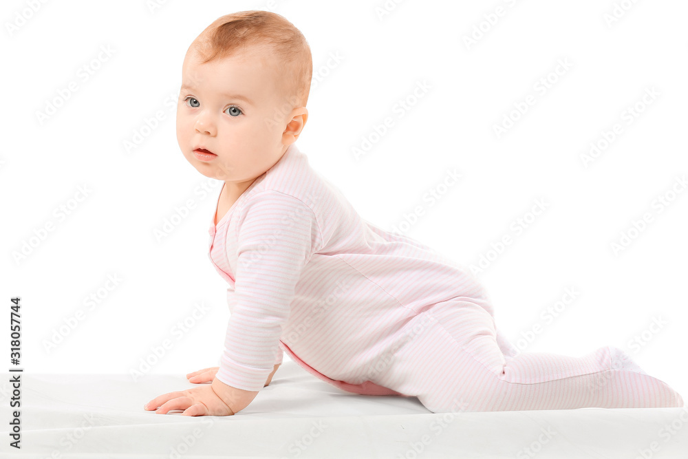 Cute little baby on white background Cute little baby on white background