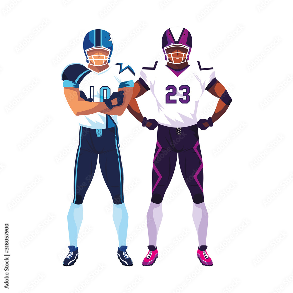 men players american football on white background men players american football on white background
