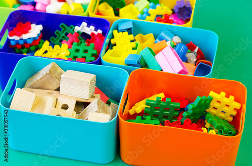 Children s toys in colored boxes