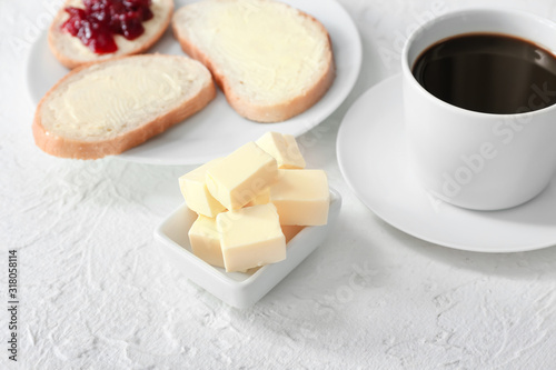 Breakfast scene with butter...