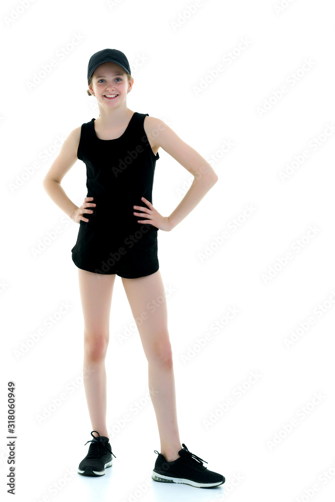 Schoolgirl, teenager girl studio photo in full growth. Isolated Schoolgirl, teenager girl studio photo in full growth. Isolated
