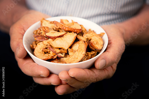 Organic homemade dried fruit chips, healthy eating