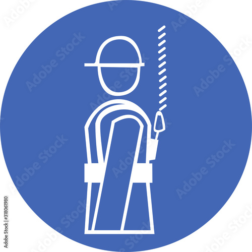work in safety harness safety sign, vector illustration