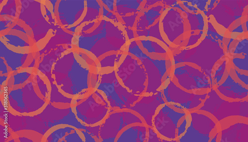 Colorful hand drawn circle stamps textile print. Circular splotch overlapping elements vector 