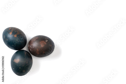 Different easter eggs on white background
