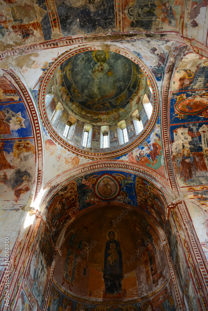 Kutaisi, Georgia - September 27, 2018: View from inside of Gelati Monastery