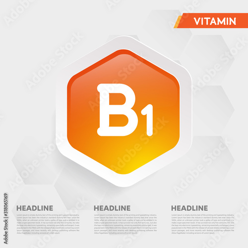 Vitamin B1 icon Drop collection set golden drop Vitamin complex Medical heath Vector illustration