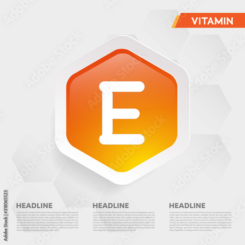 Vitamin E icon Drop collection set golden drop Vitamin complex Medical heath Vector illustration