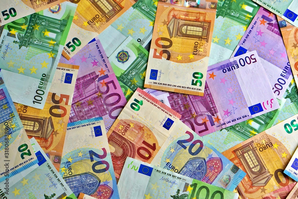 United country's payment system - euro money cash background, pile of paper euro banknotes. United country's payment system - euro money cash background, pile of paper euro banknotes.