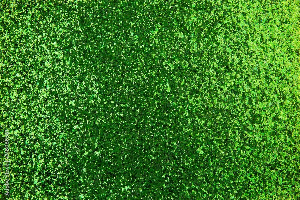 Fototapeta premium Shiny green plain glitter fabric empty background