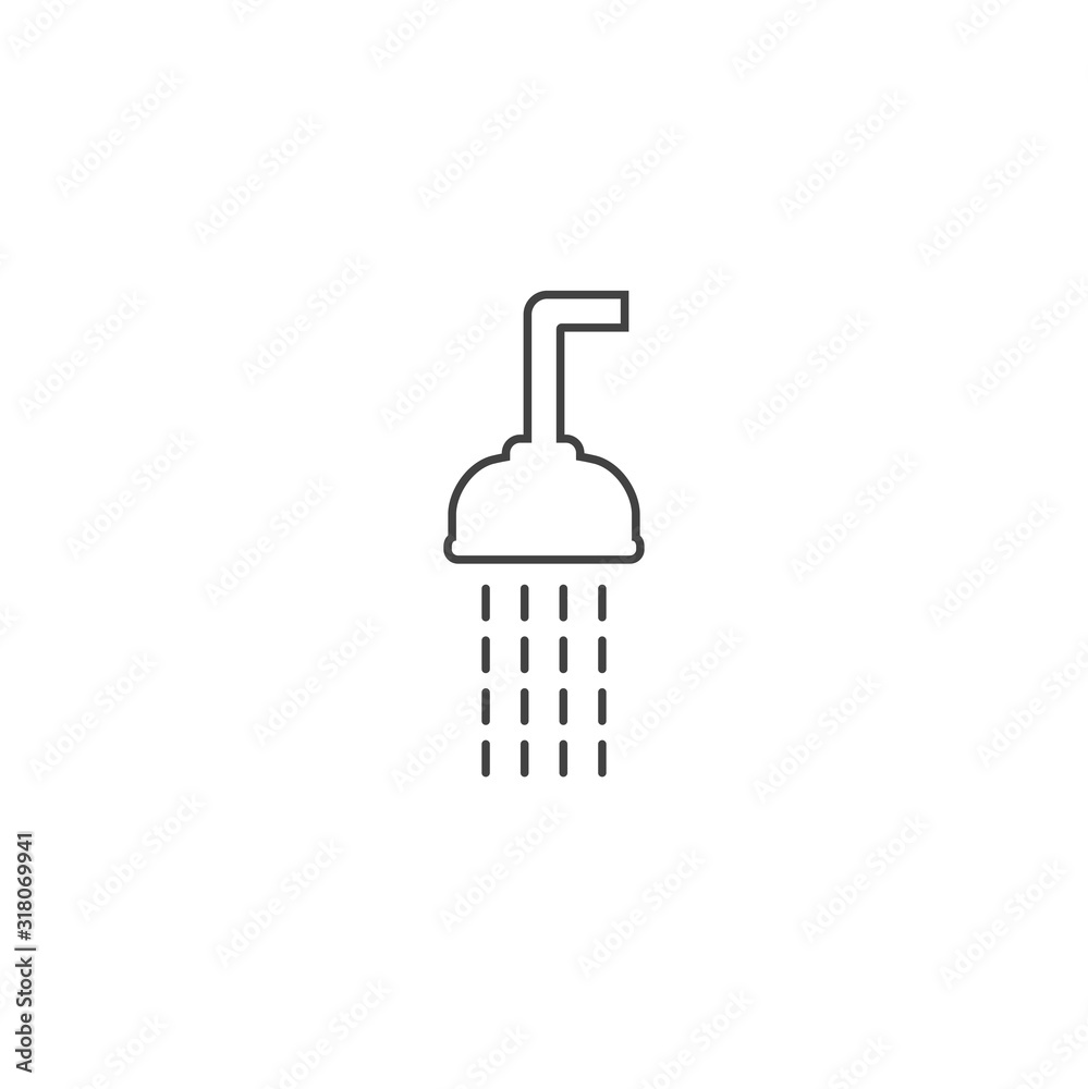Shower and flowing water vector iconon white isolated background. Shower and flowing water vector iconon white isolated background.