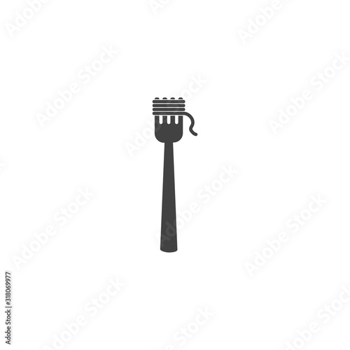 Vector fork and spaghetti icon on white isolated background.