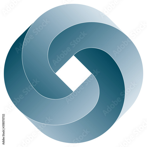 Impossible rouded square icon. Vector optical illusion shape on white background.