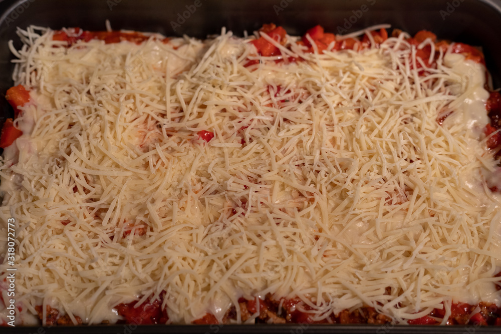 cooking italian homemade lasagna
