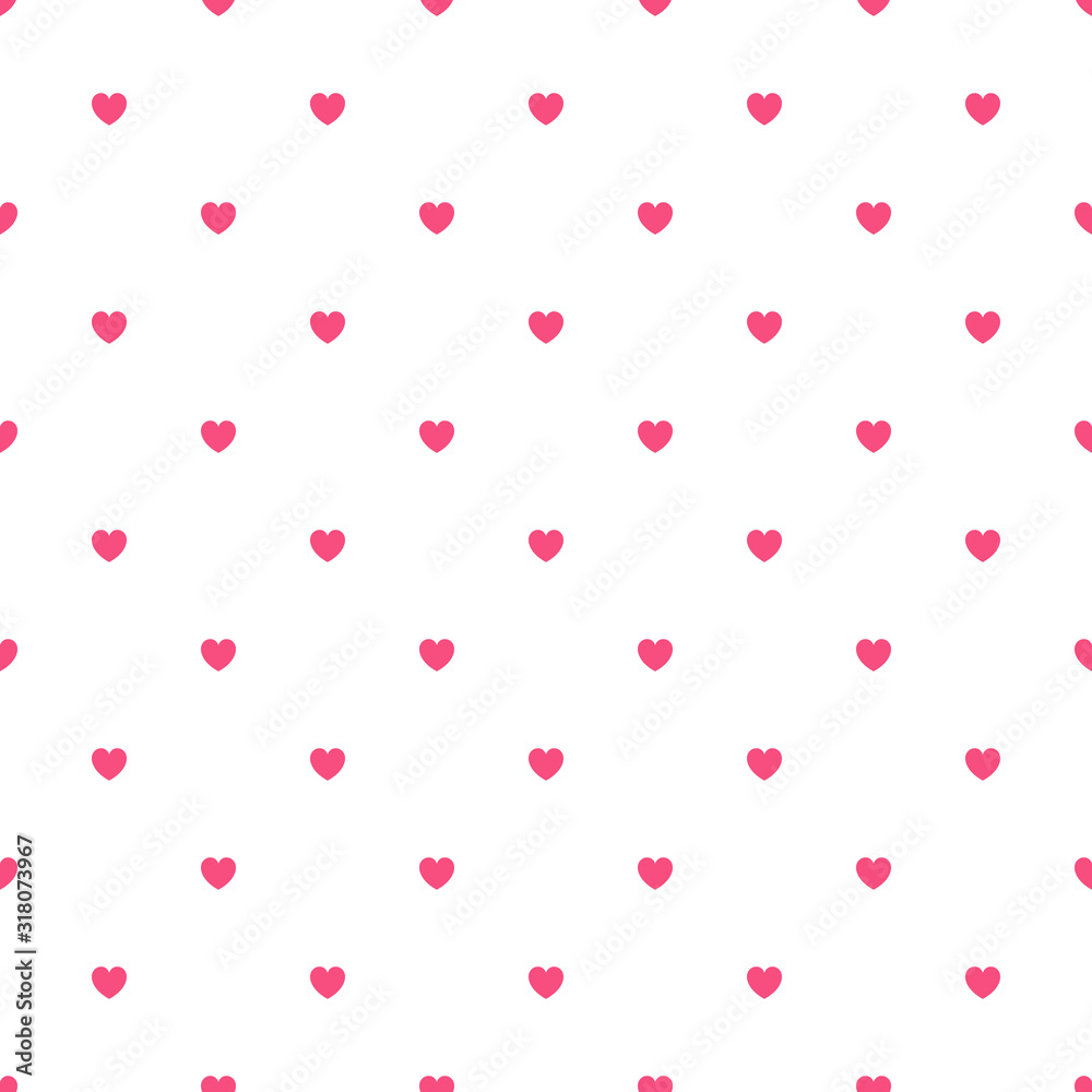 Cute Violet Seamless Polka Heart Vector Pattern Background for Valentine Day - February 14, 8 March, Mother's Day, Marriage, Birth Celebration. Romantic Girlish Design.