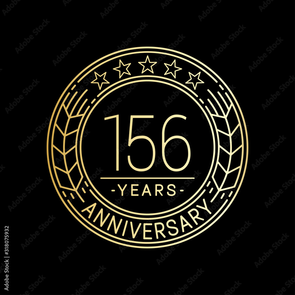 Fototapeta premium 156 years anniversary logo template. 156th line art vector and illustration.