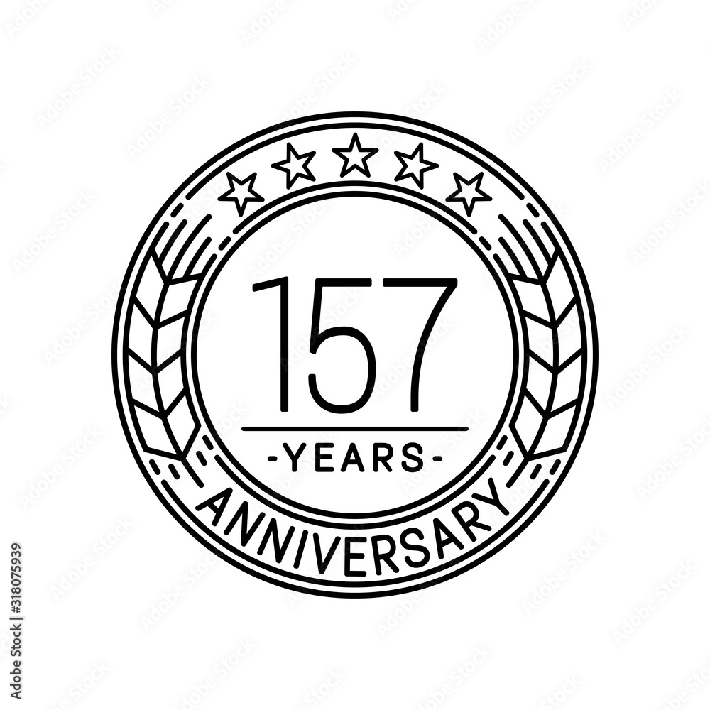 157 years anniversary logo template. 157th line art vector and illustration. 157 years anniversary logo template. 157th line art vector and illustration.