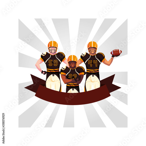 team of players american football , sportsmen with uniform