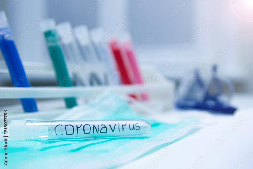 laboratory test tube coronavirus diagnosis concept