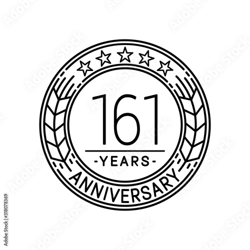 161 years anniversary logo template. 161st line art vector and illustration.