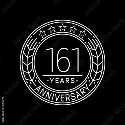 161 years anniversary logo template. 161st line art vector and illustration.