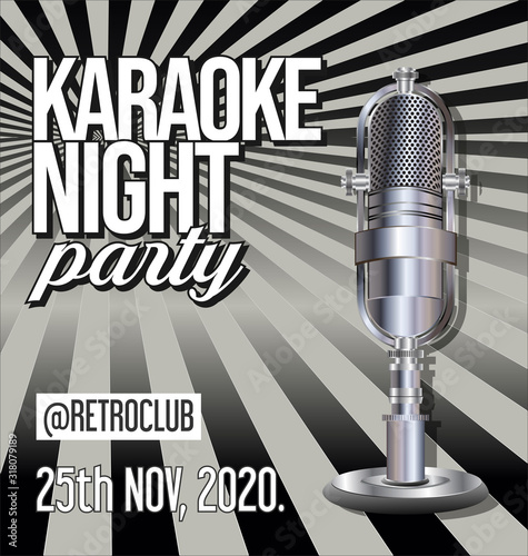 Karaoke party retro vintage poster