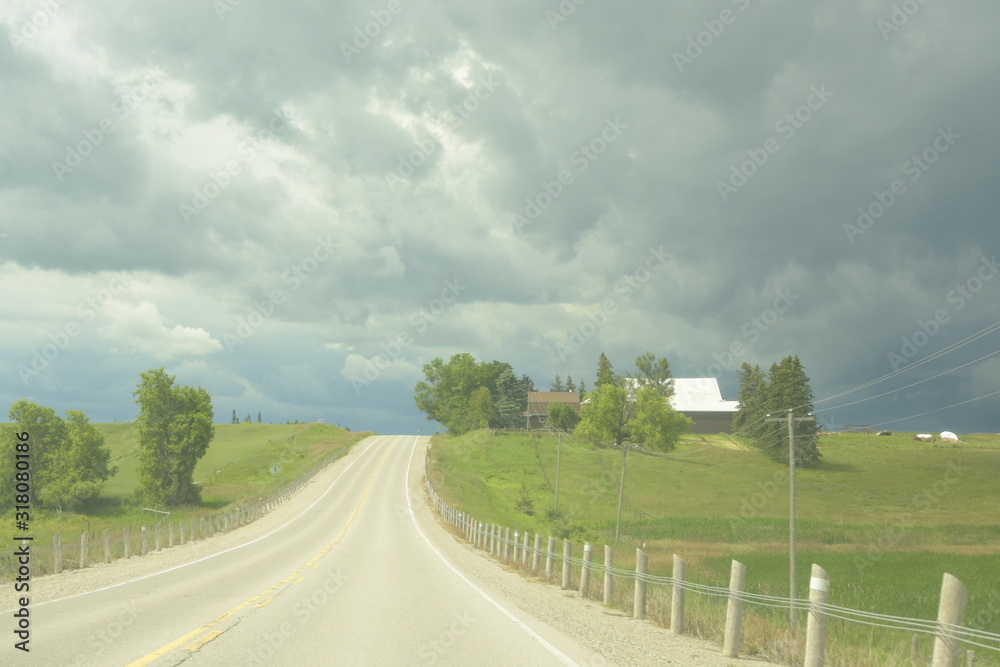farmers fields and road in a perspective view farmers fields and road in a perspective view