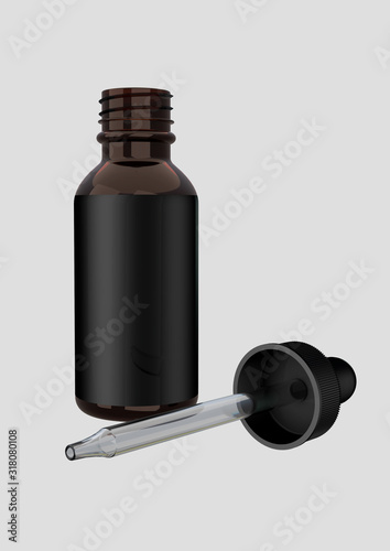 Blank Medicine Tincture Bottle open lid