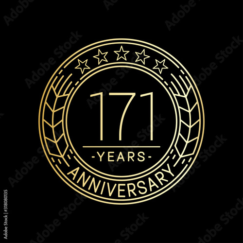 171 years anniversary logo template. 171st line art vector and illustration.