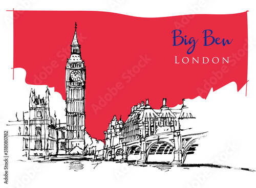 Drawing sketch illustration of Big Ben