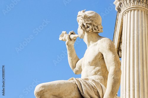 sculpture with blue sky at longchamp palace in Marseille France 