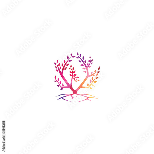 Tree Roots vector logo design. Vector tree with roots logo element.	