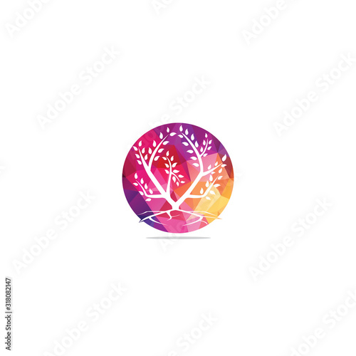 Tree Roots vector logo design. Vector tree with roots logo element.	