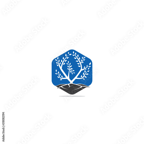 Tree Roots vector logo design. Vector tree with roots logo element.	