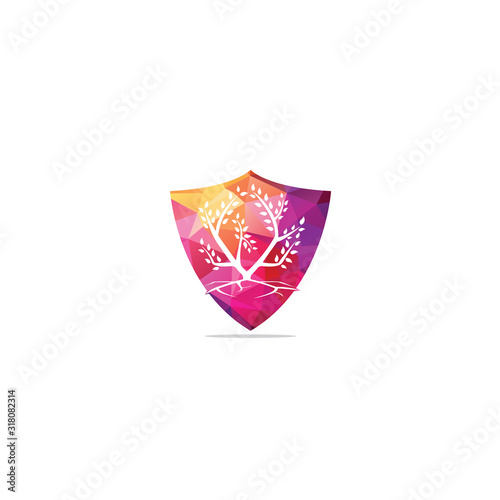 Tree Roots vector logo design. Vector tree with roots logo element.	