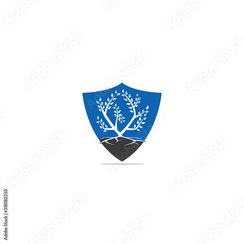 Tree Roots vector logo design. Vector tree with roots logo element.	