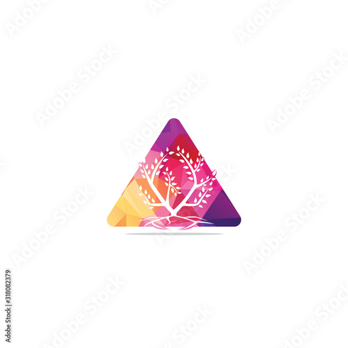 Tree Roots vector logo design. Vector tree with roots logo element.	