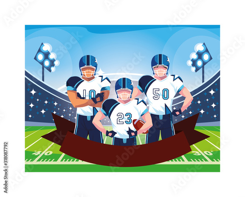 team of players american football , sportsmen with uniform