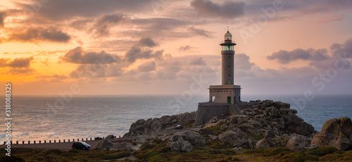 Punta Nariga lighthouse at sunset. Malpica de Bergantiños, Galicia, Spain.