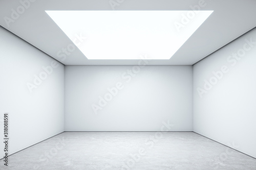 Contemporary room space with empty white wall
