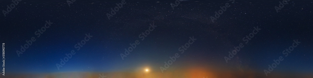 dark blue sky after sunset with beautiful awesome sky with moon and milky way. Seamless hdri panorama 360 degrees angle view with zenith for use in graphics or game development as sky dome dark blue sky after sunset with beautiful awesome sky with moon and milky way. Seamless hdri panorama 360 degrees angle view with zenith for use in graphics or game development as sky dome