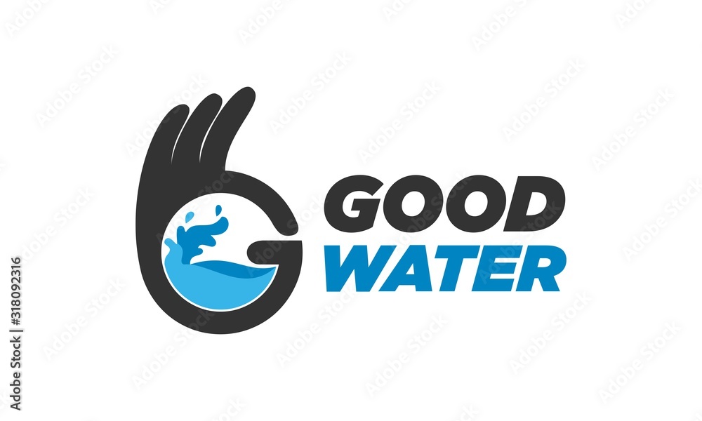 Naklejka premium Good water simple modern vector logo design