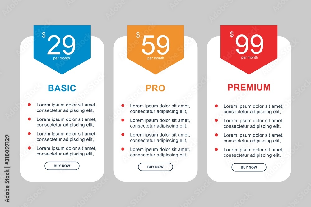 simple design set of pricing tables, box, button, orders, lists, ui and ux for web design or mobil and other simple design set of pricing tables, box, button, orders, lists, ui and ux for web design or mobil and other