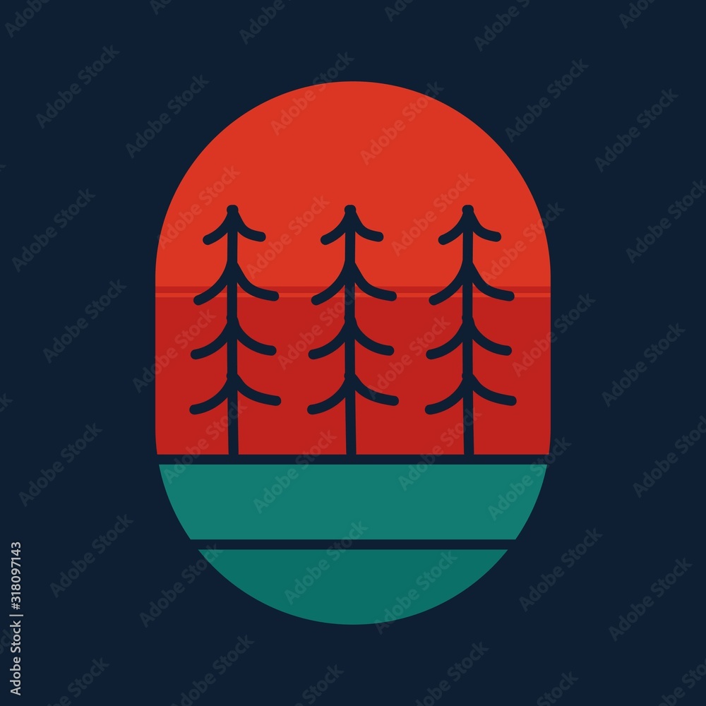 simple logo badge tree design illustration